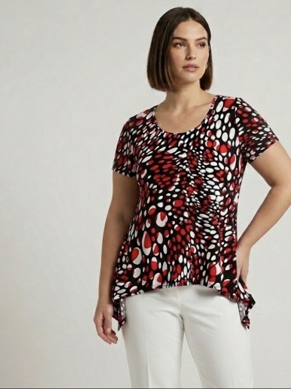 Red, Black & White Blouse